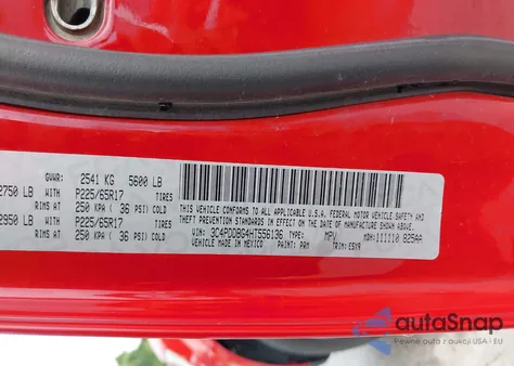 2017 Dodge Journey Sxt Awd z USA, uszkodzony, nr VIN 3C4PDDBG4HT556136